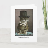 Funny Cat in Hat Birthday Karte (Vorderseite)