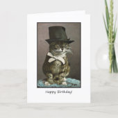 Funny Cat in Hat Birthday Karte (Vorderseite)
