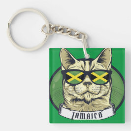 Funny Cat in Jamaica-Sonnenbrille Schlüsselanhänger