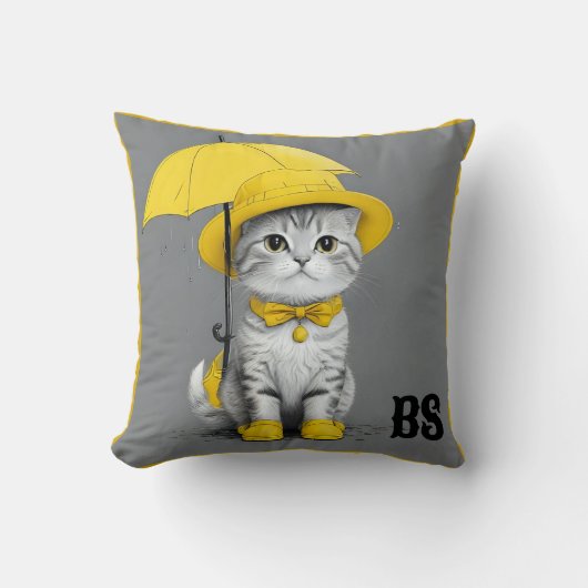 Funny Cat in Rain Boots - Cat Spaß Kissen (Vorderseite)