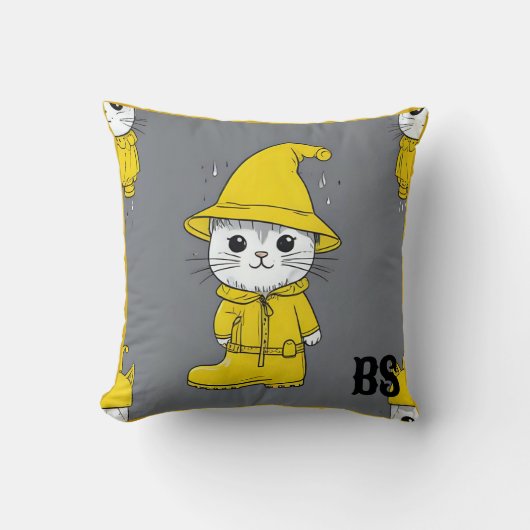 Funny Cat in Rain Boots - Cat Spaß Kissen (Vorderseite)