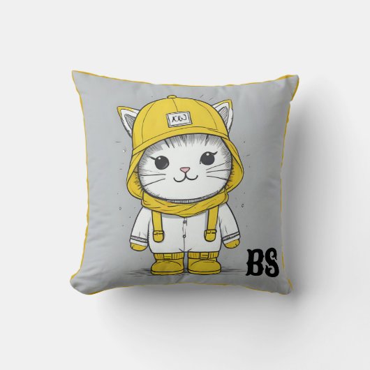 Funny Cat in Rain Boots - Cat Spaß Kissen (Vorderseite)
