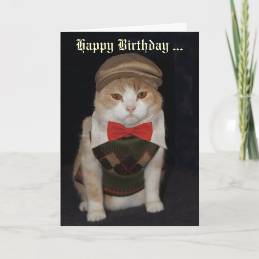 Funny Cat in Raute Sweater Customizable Card Karte (Vorderseite)