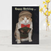 Funny Cat in Raute Sweater Customizable Card Karte (Gelbe Blume)