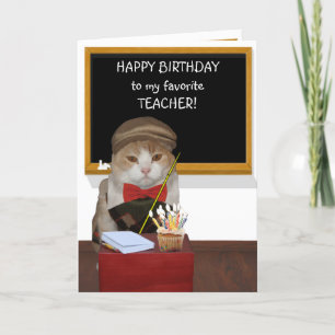Funny Cat in Raute Sweater Geburtstag für Lehrer Karte