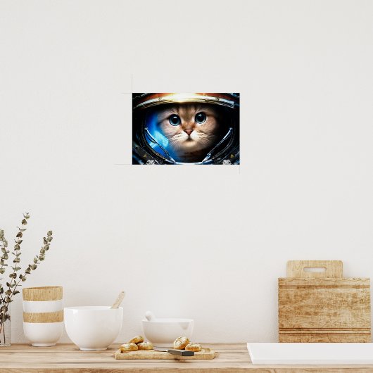 Funny Cat in Space Helmet Poster (Küche)