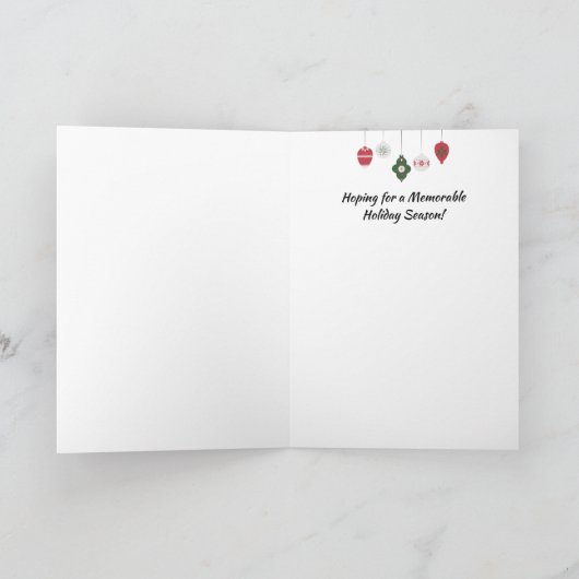 Funny Cat in Tree Eyeing Ornamente Weihnachten Karte (Innenseite)