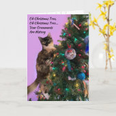 Funny Cat in Tree Eyeing Ornamente Weihnachten Karte (Gelbe Blume)