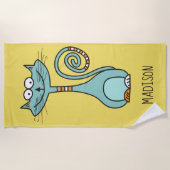 Funny Cat individuelle Name & Farb Strandtuch (Vorderseite)
