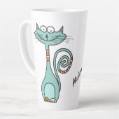 Funny Cat individuelle Name Latte Tasse (Linke Ecke)