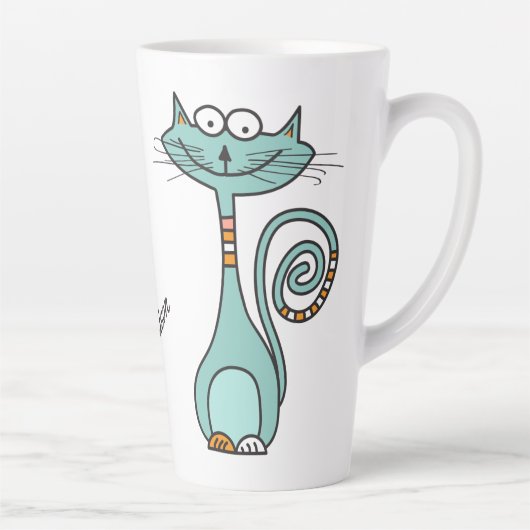 Funny Cat individuelle Name Latte Tasse (Rechts)