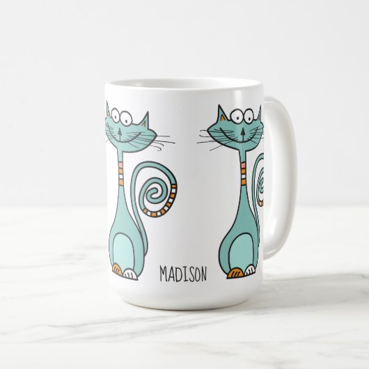 Funny Cat individuelle Name Tasse (VorderseiteRechts)