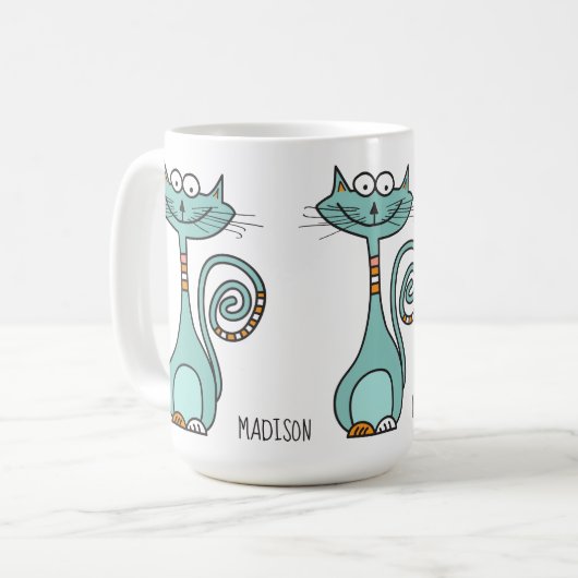 Funny Cat individuelle Name Tasse (Vorderseite Links)