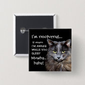 Funny Cat ist Nocturnal Evil Laugh Button (Vorne & Hinten)