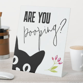 Funny Cat Kacke du Sign, Funny Black Cat Sockelschild