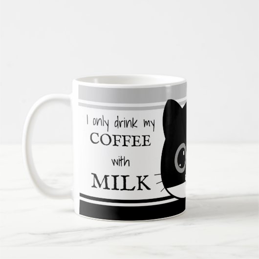 Funny Cat-Kaffee mit Milk Mustache Tasse (Links)