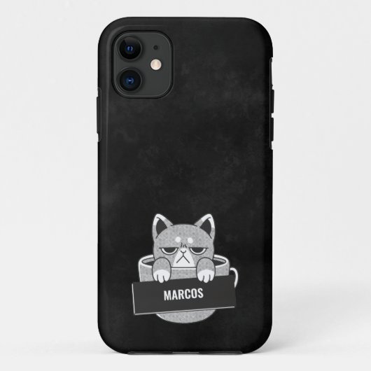 Funny Cat Kaffeedesign individuelle Name Case-Mate iPhone Hülle (Rückseite)