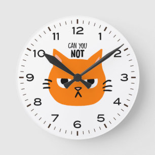 Funny Cat kannst du nicht Orange Cat Runde Wanduhr