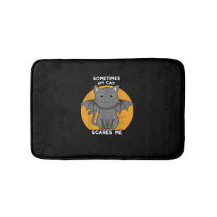 Funny Cat Kitten Halloween Design Crazy Cat Lo Badematte