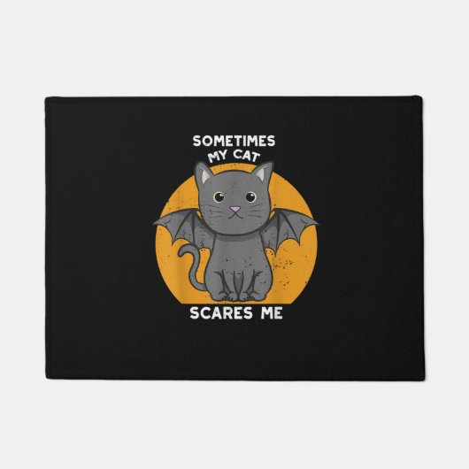 Funny Cat Kitten Halloween Design Crazy Cat Lo Fußmatte (Vorderseite)