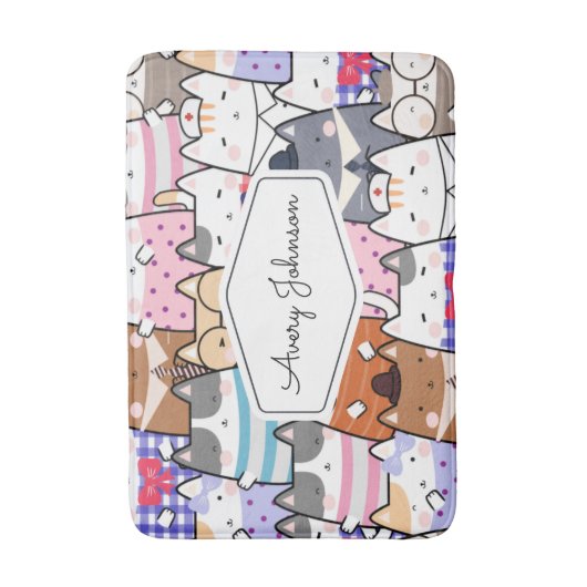Funny Cat Kitten Whimsical Pattern Kinder Badezimm Badematte (Vorderseite Vertikal)