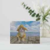 Funny Cat/Kitty in Yellow Slicker Postkarte (Stehend Vorderseite)