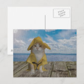 Funny Cat/Kitty in Yellow Slicker Postkarte (Vorne/Hinten)