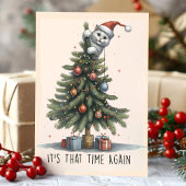 Funny Cat Klettern Weihnachtsbaum Feiertagskarte