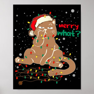 Funny Cat klopfte in Weihnachtsbaum Lichter mehr Poster