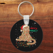 Funny Cat klopfte in Weihnachtsbaum Lichter mehr Schlüsselanhänger (Vorderseite)