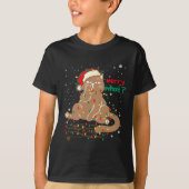 Funny Cat klopfte in Weihnachtsbaum Lichter mehr T-Shirt (Vorderseite)