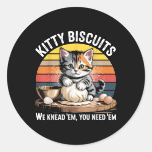 Funny Cat Kneading Dough Retro Kitty Biscuits Desi Runder Aufkleber
