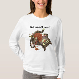 Funny Cat Knittern Themed T - Shirt Knitter Gesche