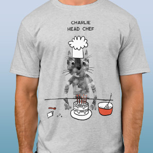 Funny Cat Koch Personalisiert Head Köche Cooking T-Shirt