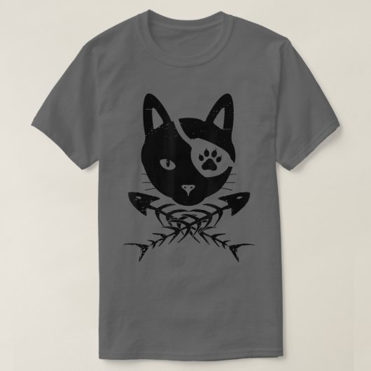 Funny Cat Kopf mit Fischknochen Halloween Kostüm C T-Shirt (Design vorne)