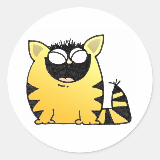 Funny Cat lacht Runder Aufkleber (Vorderseite)