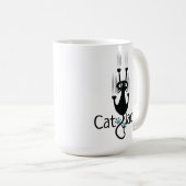 Funny Cat Lady Black Cat 15 Unzen Kaffee Tasse (VorderseiteRechts)