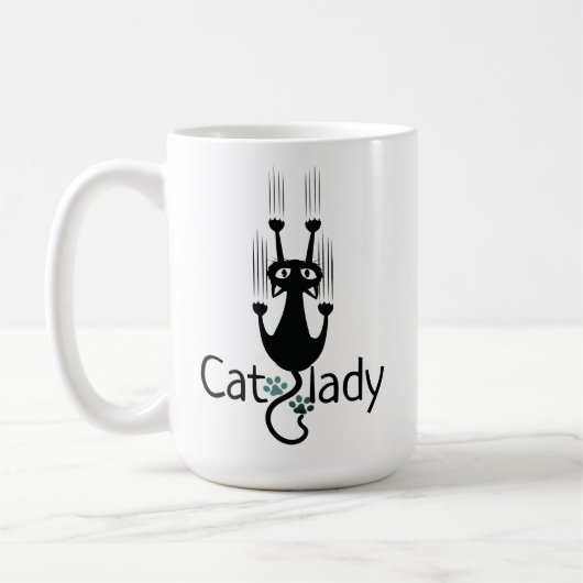 Funny Cat Lady Black Cat 15 Unzen Kaffee Tasse (Links)