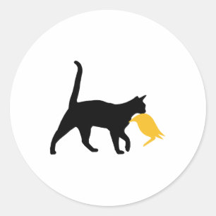 Funny Cat Lady for Kamala Harris Cat Holding Trump Runder Aufkleber
