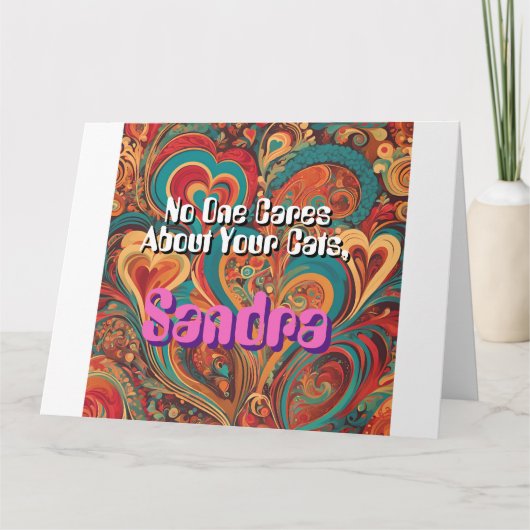 Funny Cat Lady personalize Funky Karte (Vorderseite)