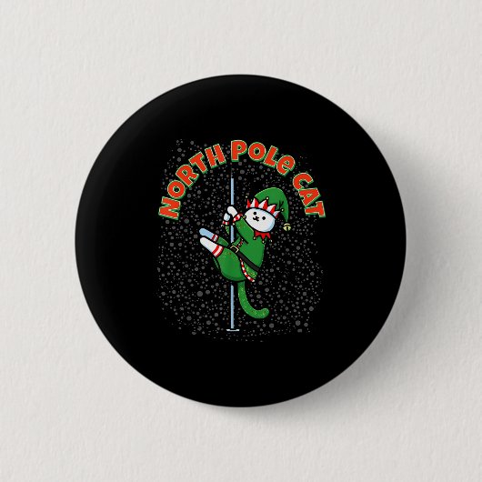 Funny Cat Le Dance Elf Costume Christmas Holiday C Button (Vorderseite)