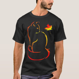 Funny Cat Leaf Fall Hallo Herbst für Niedliche Kit T-Shirt