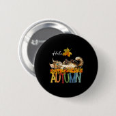 Funny Cat Leaf Fall Hallo Herbst Niedlich Kitten C Button (Vorne & Hinten)