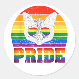 Funny Cat LGBT Gay Pride Bekleidung Women Men LGBT Runder Aufkleber