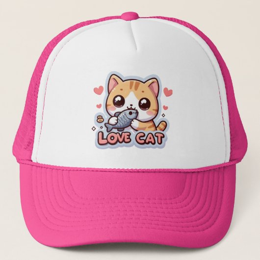 Funny Cat Liebe Cat Truckerkappe (Vorderseite)
