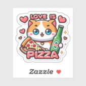 Funny Cat Liebe ist Pizza Aufkleber (Blatt)