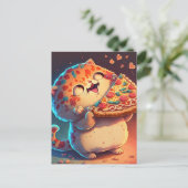 Funny Cat Lieben Pizza Postkarte (Stehend Vorderseite)