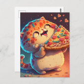 Funny Cat Lieben Pizza Postkarte (Vorne/Hinten)