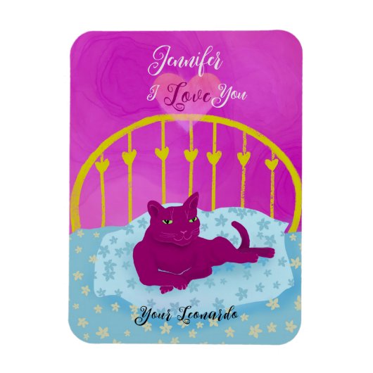 Funny Cat Lieben Sie Personalisiert Valentine Magnet (Vertikal)