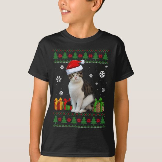 Funny Cat Liebhaber Niedlich Cat Weihnachtsmannmüt T-Shirt (Vorderseite)